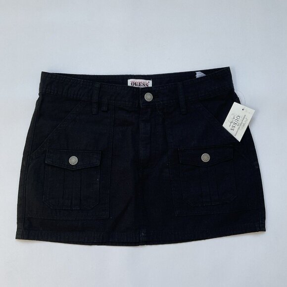 Guess Women's Originals Ripstop Mini Skirt Cargo Pockets In Black Size 27 - Picture 6 of 10